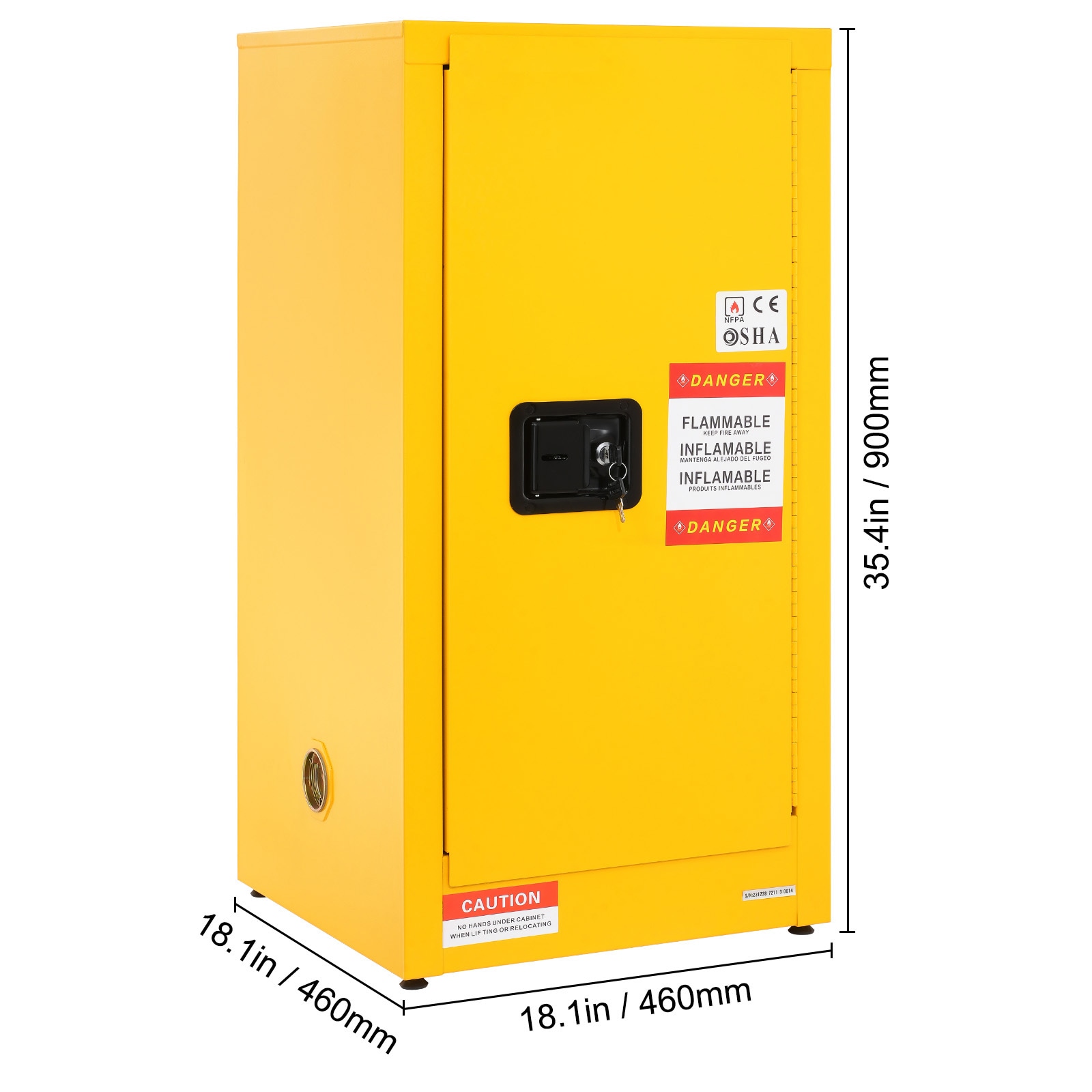 Flammable Storage Cabinet Galvanized Steel Safety Unit With Shelf_voghion.com